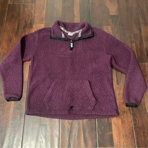 PINK by Victoria Secret Sherpa Pullover Women’s Small 1/4 Zip Burgundy Purple